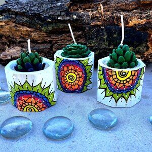 3 Pack Succulent or candle Pot Set Cement Plant Container